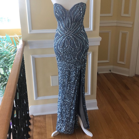 Scala Dresses & Skirts - FIRM! Scala Blue sequence gown